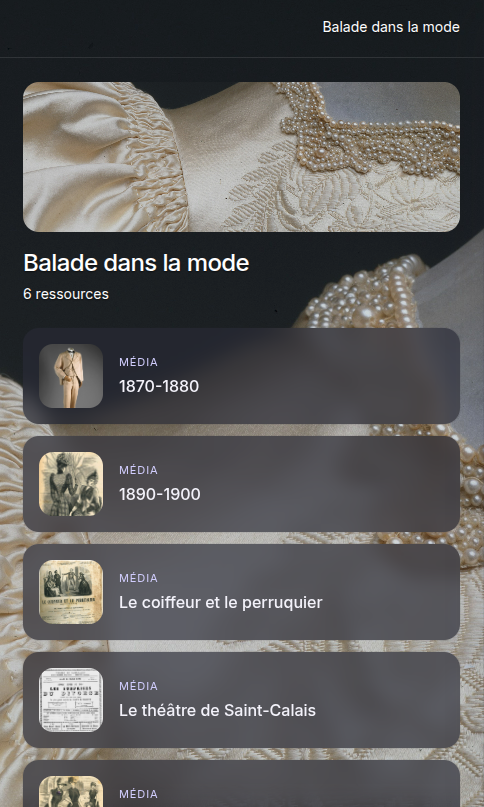 Interface Mobile - Balade dans la mode